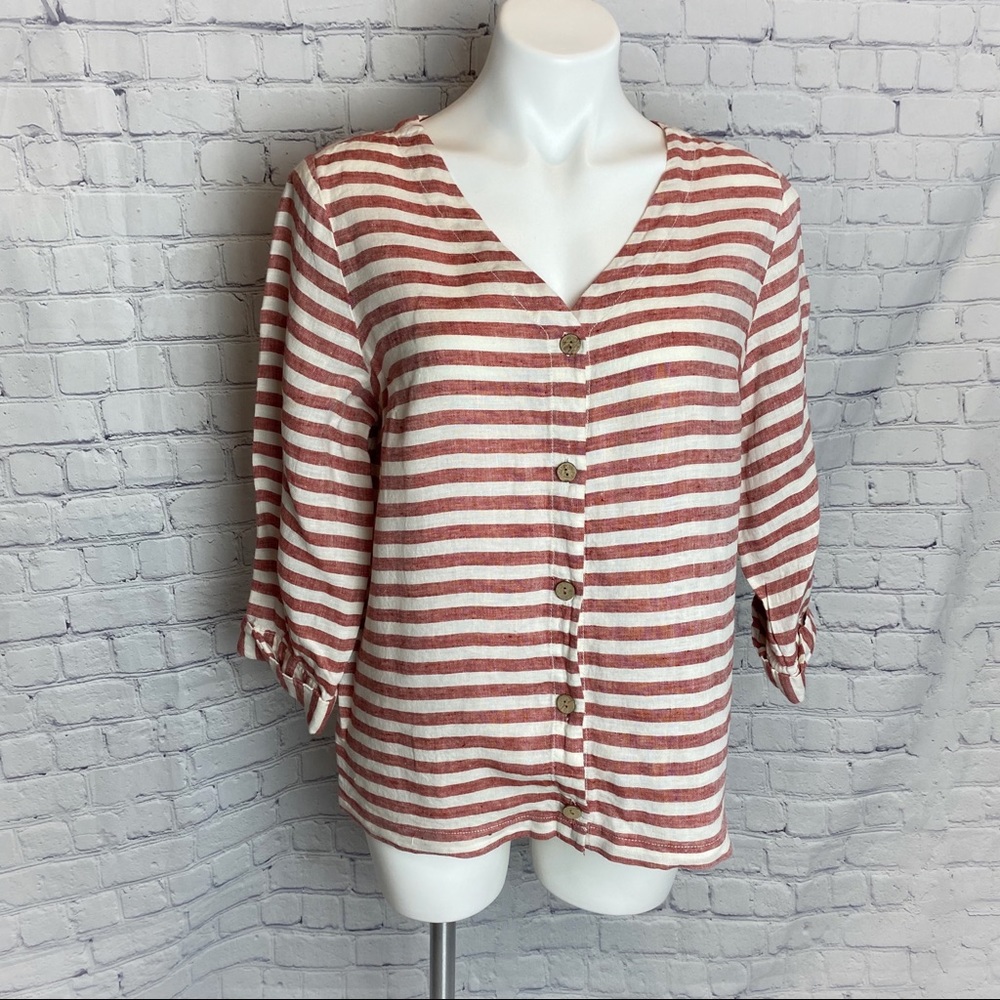 Rachel Zoe Striped Linen Button Front Shirt